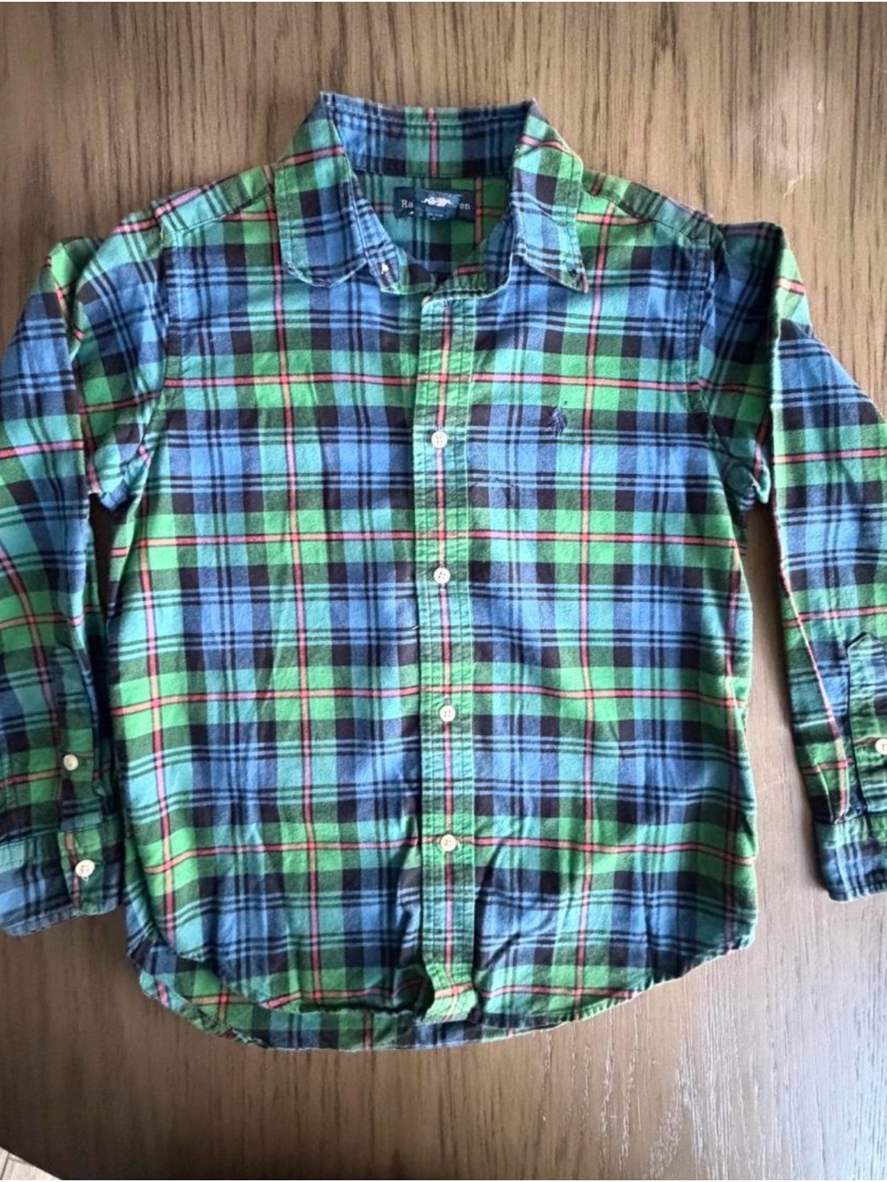 Ralph Lauren Blue, Green & Black Plaid Button-Down Shirt
